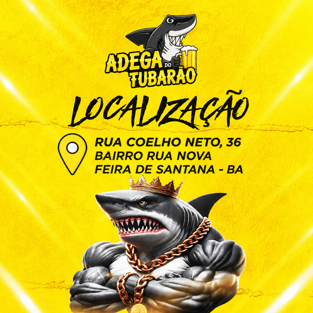 Localização da Adega do Tubarão na Rua Nova, Feira de Santana